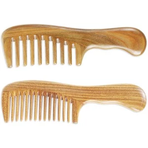 Onedor Handmade 100% Natural Green Sandalwood Hair Dentangler Wooden Combs  - Picture 1 of 27