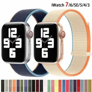 Nylon Woven Loop iWatch Band Strap For Apple Watch Series SE 7/6/5/4 38/40/44/45 - Picture 1 of 27