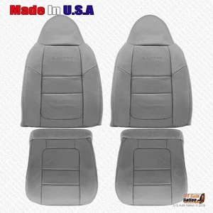 2001 Ford F250 F350 F450 F550 Lariat - Driver Passenger Leather Seat Cover Gray - Picture 1 of 23