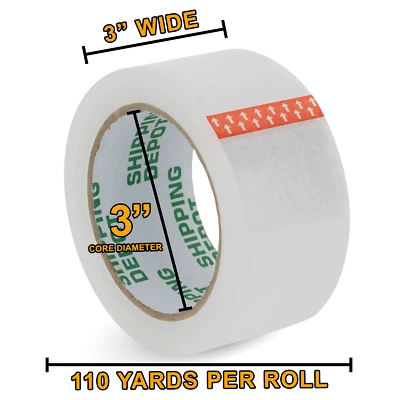 Shipping Depot Carton Box Sealing Clear Packing Tape 3" x 110 Yds up tp 96 Rolls - Image 1 of 4