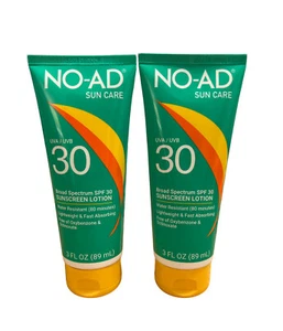 2X NO-AD Sport Sunscreen Lotion BROAD SPECTRUM SPF 30 3oz Each EXP 02/2026 - Picture 1 of 2