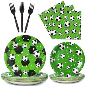 Soccer Party Plates And Napkins For 24 Guests Soccer Birthday Theme Tableware Se - Picture 1 of 7