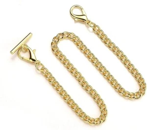 Cadena de reloj de bolsillo de 14 pulgadas cadena de barra Albert T con cierres de langosta cadena de reloj - Imagen 1 de 6