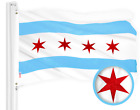 Chicago City Flag 3x5FT Embroidered 300D Polyester Illinois Windy City By G128