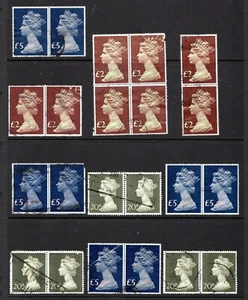 GREAT BRITAIN: QEII era high value machins pairs & blocks to 5 £- see scan - Picture 1 of 1