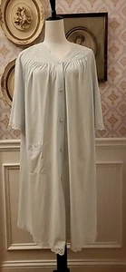 Shadowline Button-down House Robe Nightgown, Front Pocket, Lace Trim, Sz Large - Picture 1 of 8