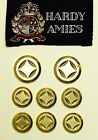 HARDY AMIES replacement buttons set of 8 gold tone metal , Good Used Condition