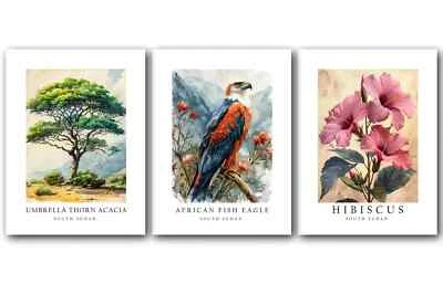South Sudan National Symbols, Set of 3 Poster Prints, Wall Art Decor, Unframed - Image 1 of 4