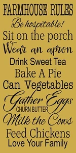 WIEDERVERWENDBARE SCHABLONE ARTIKEL 8981 N 12"x24" BAUERNHAUSREGELN - MYLAR SCHABLONE - Bild 1 von 1