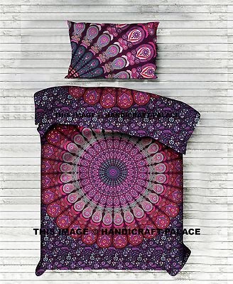 Indian Peacock Mandala Bed Sheet Hippie Bedspread Bedding Set Bohemian Tapestry - Image 1 of 2