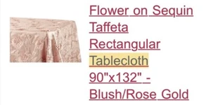 90" x 132" Rectangle Flower On Sequin Taffeta Tablecloths Table Covers GORGEOUS - Picture 1 of 11