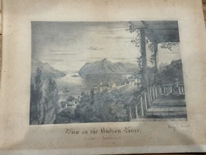 Very Rare Drawing Newburg Hudson River By Mary McCall 1865 - Picture 1 of 12