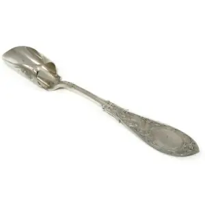 Antique 1875 Hamilton & Rowe, Chicago Solid Sterling Silver Cheese Scoop, 8" - Picture 1 of 6