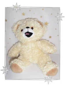 Peluche Ours Beige Bouclette Peluche Publicitaire Cajoline 27 cm - Foto 1 di 2