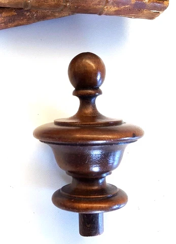 antique wooden post finial Turned wood topper for Bed post Pediment Clock 3.66" Cover