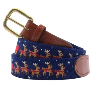 Smathers & Branson Weihnachtsmann Schlitten Gürtel Dark Navy Nadelspitze Leder Messing Gr. 34 - Bild 1 von 13