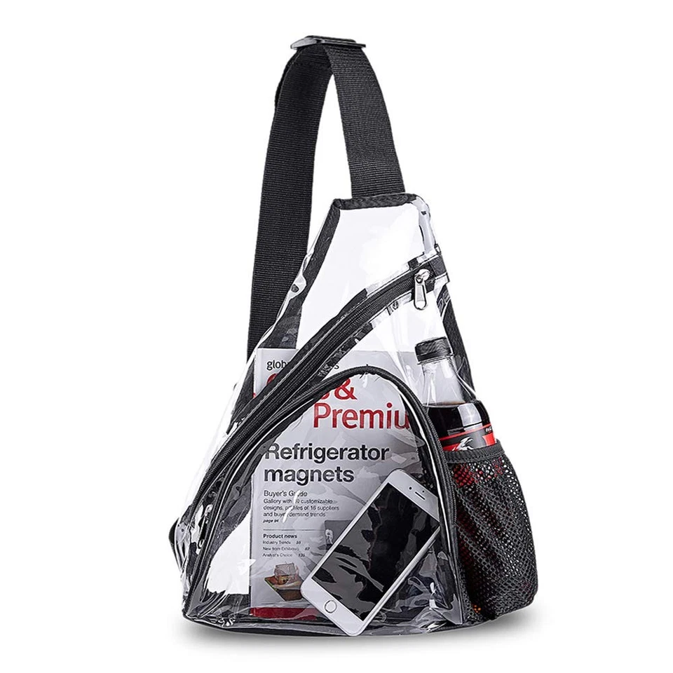 Clear PVC Sling Bag - Stadium Approved Transparent Shoulder Crossbody Backpack