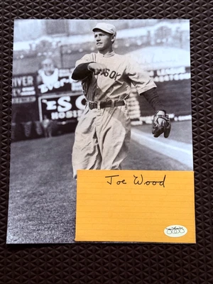 Smoky Joe Wood Signed Autograph Index Card w/Photo Boston Red Sox JSA - Image 1 of 4