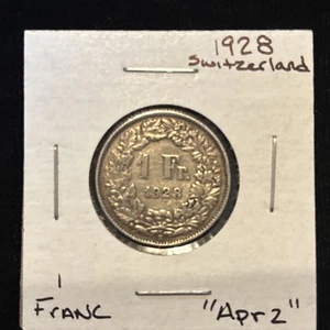 1928 Switzerland Franc Silver Circulated “apr2” Swiss 1 Franc - Picture 1 of 24