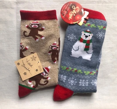 2 pares de calcetines para mujer Navidad oso polar calcetín mono 9-11 Foto 1 de 4