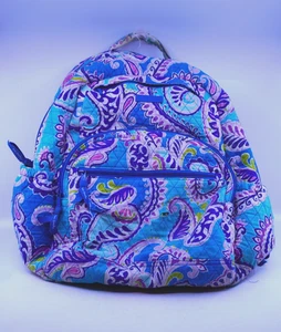 Vera Bradley Essential Zaino Borsa da Viaggio Blu Waikiki Paisley 15 in - Foto 1 di 8
