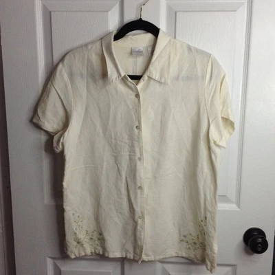 VTG Emma James (Liz Claiborne) "12" Linen/Rayon Blend, with Embroidered flowers - Image 1 of 4