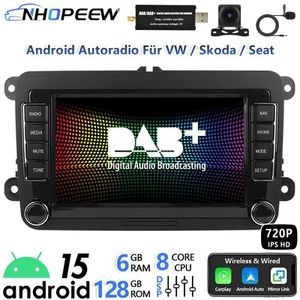 DAB+ 8Core 6+128G Android Radio Carplay Für VW Golf 5 6 Polo Touran Passat Navi - Bild 1 von 13