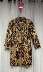 Y2K Animal Print Coat Women’s M Tiger Leopard Retro Maximalist Statement Jacket - Picture 1 of 8