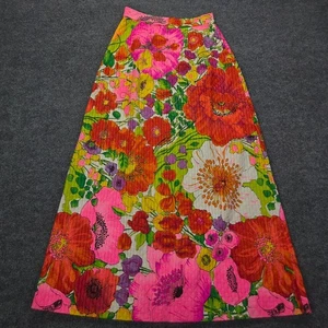 Vintage Quilted Floral Maxi Skirt Flower Power Flowers Boho Mod 70s Psychedelic - Picture 1 of 15