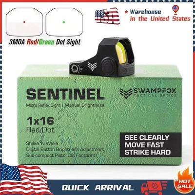 Sentinel 1x16mm 3MOA RMSc Micro Reflex Green/Red DOT Sight SNL00116 Swampfox