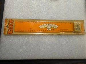 Righello Ziggy "SOOPER STUDENT" plastica arancione 12" ampio saluti americani vintage - Foto 1 di 6