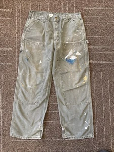 Vintage Carhartt Double Knee Pants B01 Moss Men's 34x29 Distressed MADE IN USA - Picture 1 of 10
