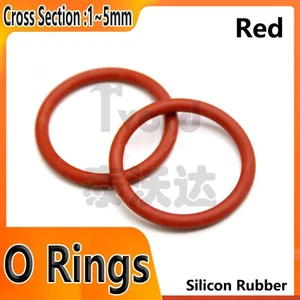 O Rings Red Silicon Rubber O Rings Food Grade 1mm~5mm Cross Section All Size - Picture 1 of 7