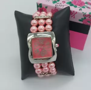 Reloj Betsey Johnson elástico imitación perla correa BJW158FU - Imagen 1 de 7