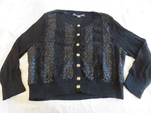 KARL LAGERFELD PARIS WUNDERSCHÖNES SCHWARZES DESIGN DETAILLIERT SMART KURZE CARDIGAN UK 12 - Bild 1 von 18