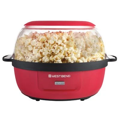 West Bend Stir Crazy Popcorn Popper 6Qt Red with Large Lid and Stirring Rod - Image 1 of 4