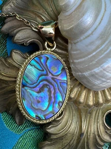 Charles Albert Iridescent Abalone & Alchemia Gold Handcrafted Pendant Necklace - Picture 1 of 16