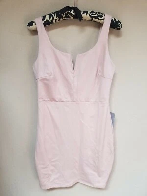 Mini vestido Soprano feminino Bodycon XL redondo gola dividida rosa sem mangas novo - Imagem 1 de 4