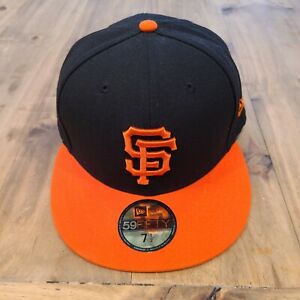 New Era San Francisco Giants Hat Size 7 1/2 Fitted 59Fifty Black Dome OnField