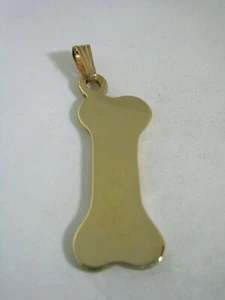 DOG BONE PENDANT CHARM IN YELLOW GOLD TONE BRASS WITH A HIGH POLISHED FINISH - Picture 1 of 6