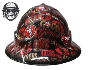 Custom Hydrographic Safety Hard Hat GOLD BLOODED 49ERS PRO CHOICE WIDE BRIM - Picture 1 of 4