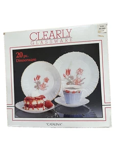 Dinnerware Set 20 pcs CATALINA Termocrisa Milk Glass Floral Pattern NIB Vnt - Picture 1 of 12