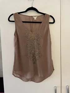 Monsoon Summer Top Beaded Chambray Size 8 - Picture 1 of 5