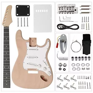 Unfinished DIY Strat S Style Electric Guitar Kit (Natural) No Soldering Needed - Picture 1 of 7
