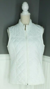 Relativity White Quilted Full Zip Vest With Pockets Size M - Picture 1 of 4