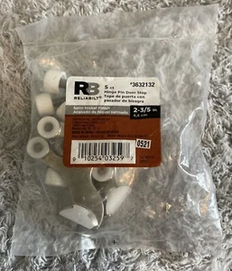 RELIABILT 2-3/5-in Satin Nickel Finish 5 Pack Ct Piece Hinge Pin Door Stop New - Picture 1 of 2