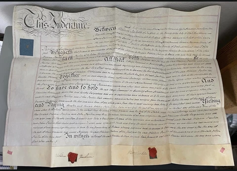 1817 Signed, Sealed Indenture - HUGE 32 inches wide - Unresearched - Rare Stamp Cover