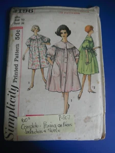 Vintage 1950er Jahre Einfachheit Muster 4196 Gr. 10 B31 Bubble Staub Hausmantel - Bild 1 von 1