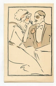 Art Déco . Charme . Femme, mondaine . Couple romantique - Foto 1 di 2