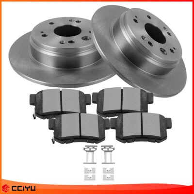 Rear Solid Brake Rotors & Ceramic Pads For 2002 2003 2004 Honda Cr-V 31304 536 - Image 1 of 4